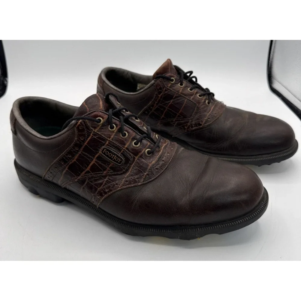 FootJoy DryJoy Contour Casual Brown Golf Shoes Men's Sz 10 Leather Lace Up